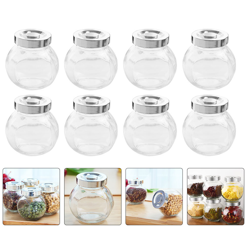 Food Storage Jars & Containers - 8Pcs Glass Sealed Storage Jars Multipurpose