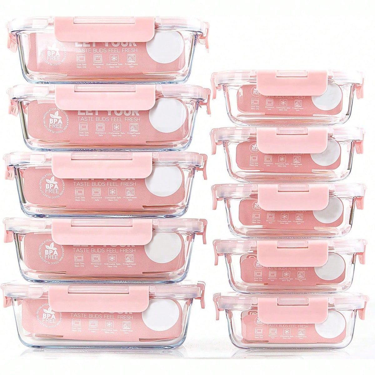 10 Pack Glass Meal Prep Contai - Food Storage Quart 评论和价格