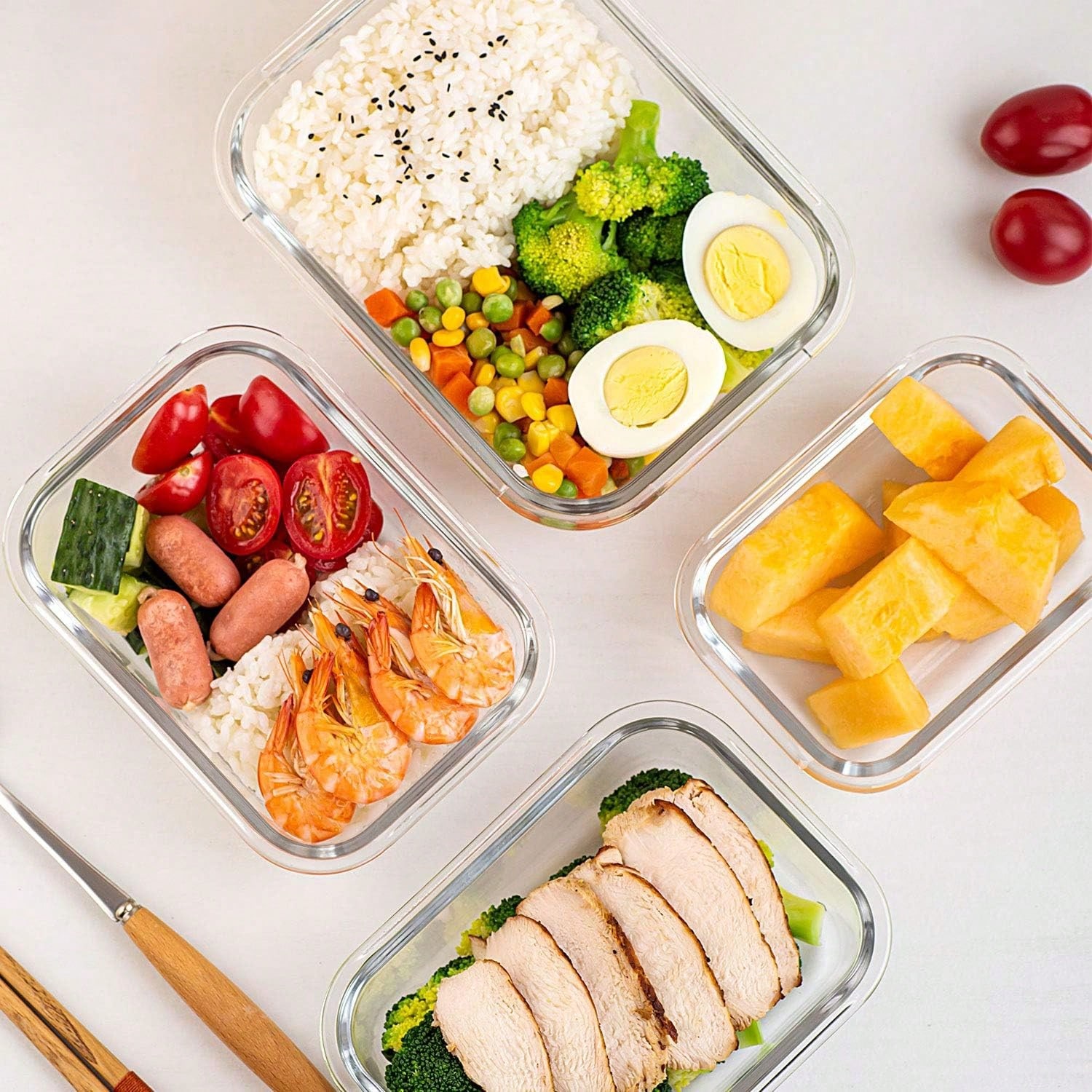 10 Pack Glass Meal Prep Contai - Food Storage Quart 评论和价格