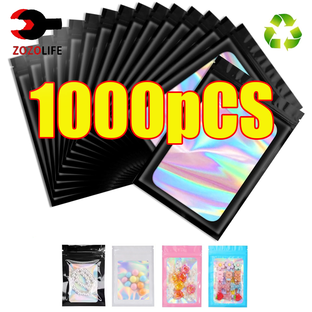 10-1000Pcs Holographic Ziplock - Food Storage Zip Lock Bags 评论和价格