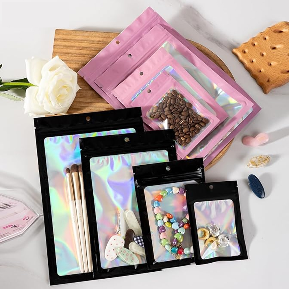10-1000Pcs Holographic Ziplock - Food Storage Zip Lock Bags 评论和价格